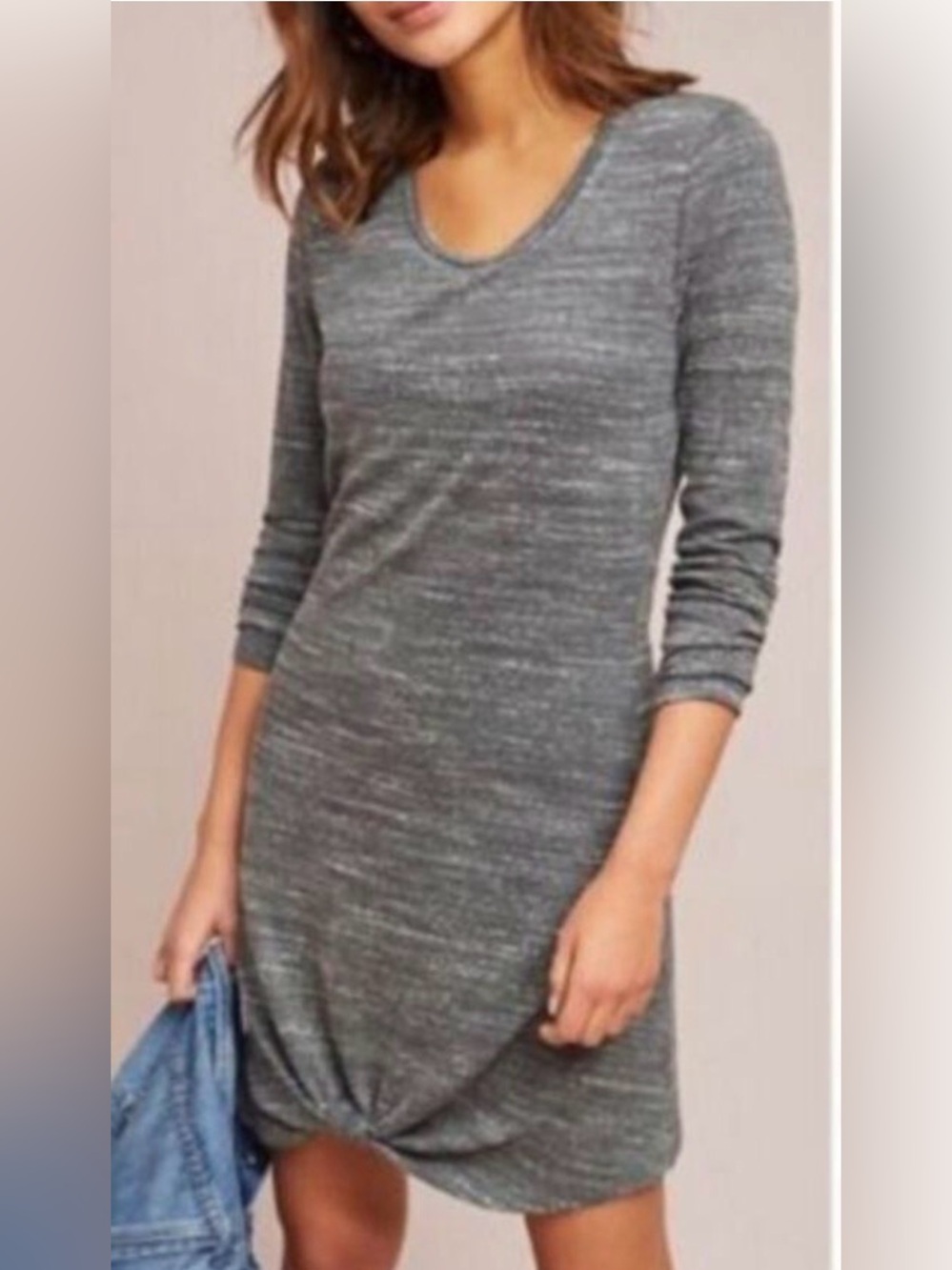 NEW DOLAN LEFT COAST ANTHROPOLOGIE GRAY SLOANE TWIST HEM DRESS SIZE PETITE SMALL